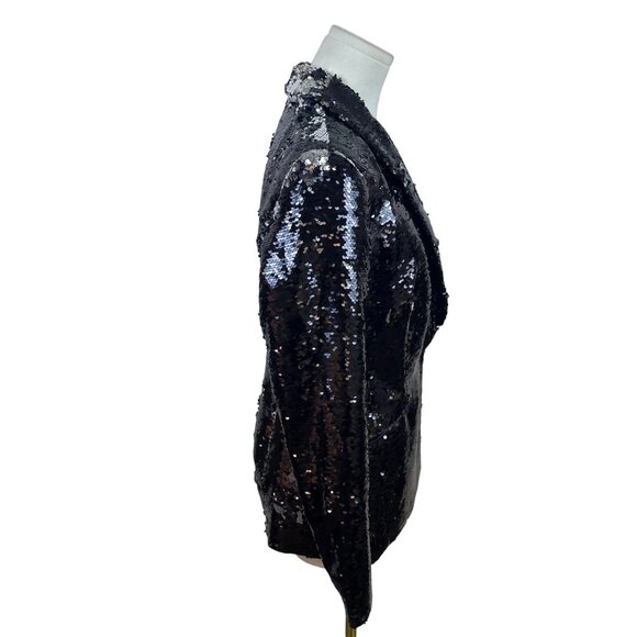 Inc International Concepts Womens Black Sequin Blazer Formal Jacket Sz M - Picture 2 of 9
